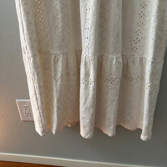 Maeve Anthropologie Rochelle Eyelet Embroidered Maxi Dress SMALL Cream Boho - Picture 3 of 8
